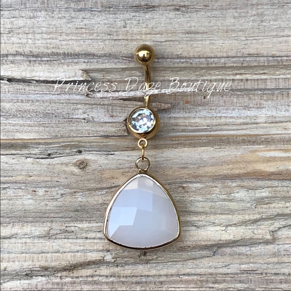 Gold Opalescent Faceted Glass Crystal Belly Ring